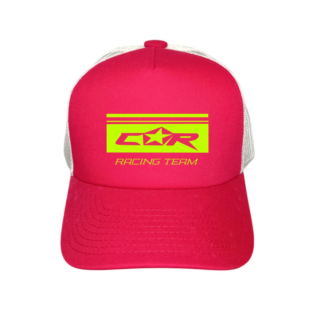 casquette Racing Team rouge/jaune fluo